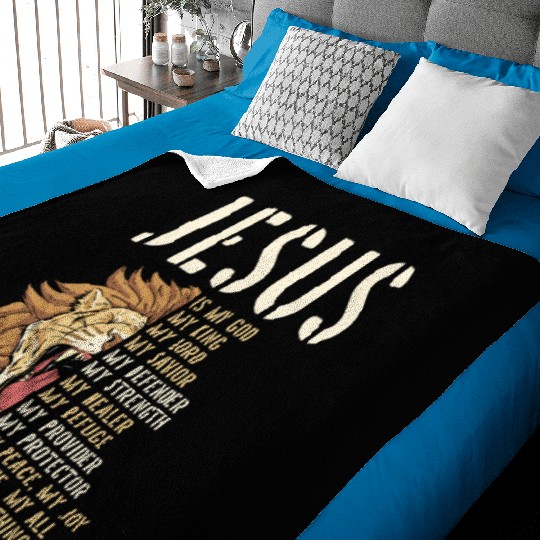 Jesus Is My God Lion Of Judah Christian Religious Baby Blankets