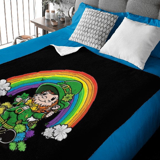 Cute Little dwarf st patricks day Rainbow Baby Blankets