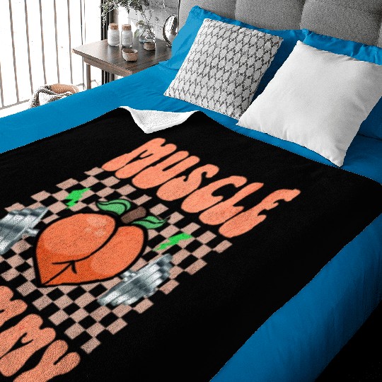 Muscle Mommy Gym Bodybuilder and Weightlifting Gif Baby Blankets