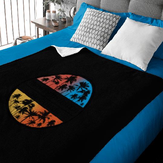 Manhattan Beach California Palm Tree Stylish Baby Blankets