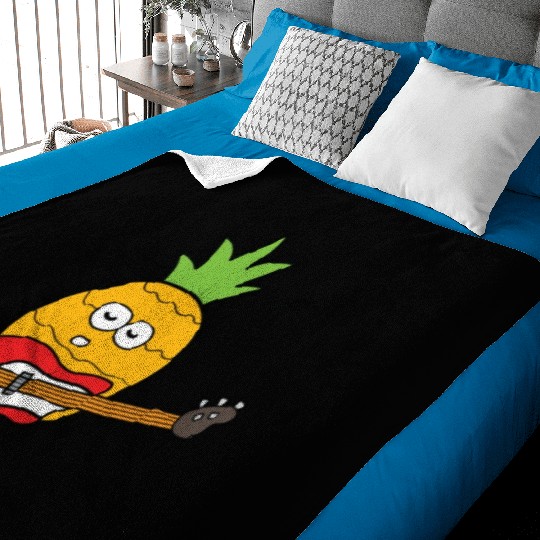 Funny Pineapple Playing Guitar Baby Blankets