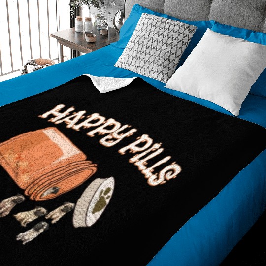 Happy Pills Pug Funny Dog Lover Humor Pharmacy Pun Baby Blankets