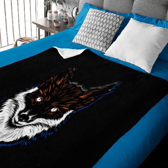 Vector illustration of fox head Baby Blankets classique