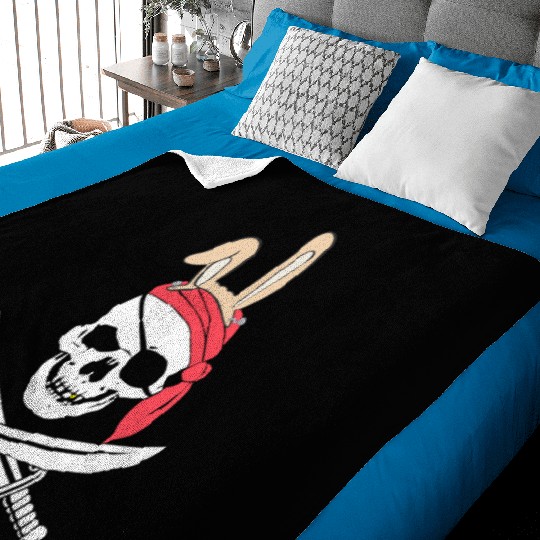 Jolly Roger Easter Funny Bunny Apparel for Egg Baby Blankets