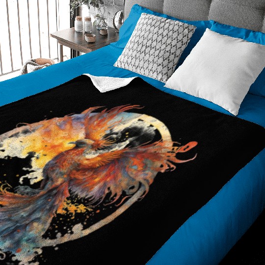 Fire Phoenix Watercolor Clipart Baby Blankets