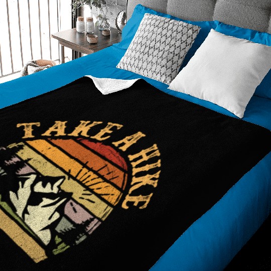 Take A Hike Retro Hiker Outdoors Camping Nature Baby Blankets