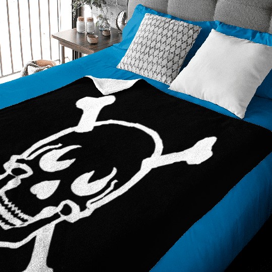Skull and crossbones design white Baby Blankets