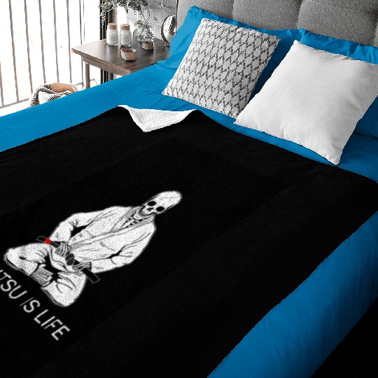 Jiu Jitsu is Life seated blackbelt skeleton poster Baby Blankets