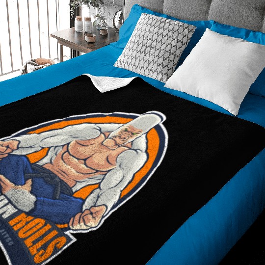 Old Man Rolls Gorilla Jiu Jitsu Fighter Baby Blankets