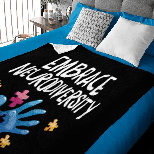 embrace neurodiversity - Embrace ADHD Autism ASD Baby Blankets