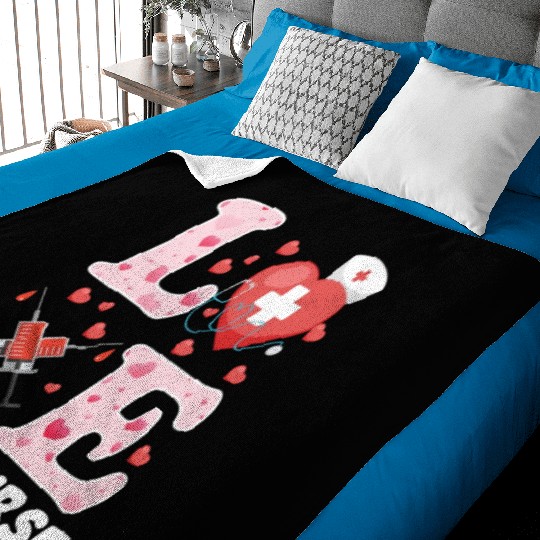 Cute PICU Nurse Valentines Day Design Baby Blankets