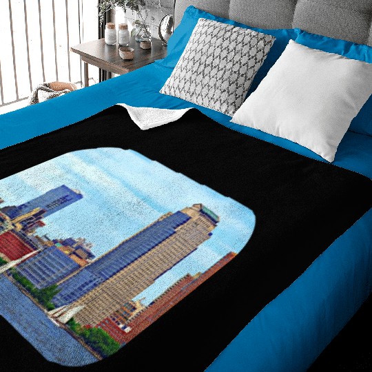 Manhattan NY - Boats By Manhattan Skyline Baby Blankets