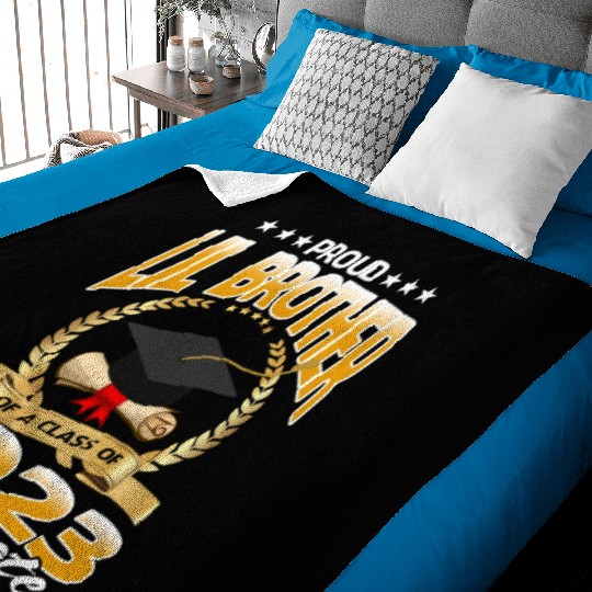 Proud Lil Brother Of A Class Of 2023 Graduate Baby Blankets