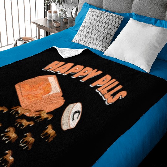 Happy Pills Horse Funny Farm Animal Lovers Humor Baby Blankets