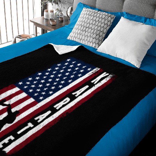 Karate Vintage Us Flag Baby Blankets
