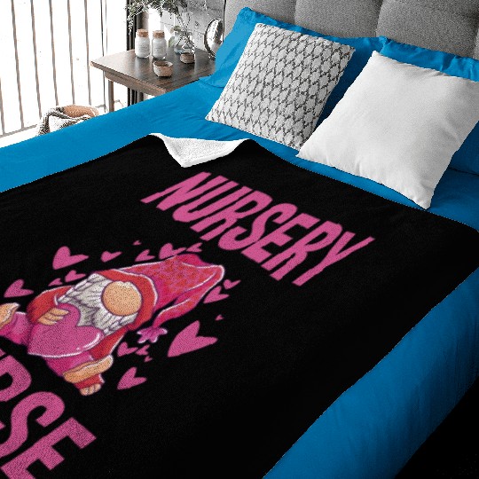 Cute Newborn Nursery Nurse Gnome Baby Blankets