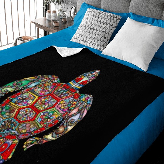 Hawaiian Tie Dye Sea Turtle, Hawaii Gifts for Kids Baby Blankets