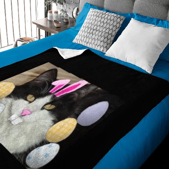 Easter Bunny Cat Face Decor Baby Blankets
