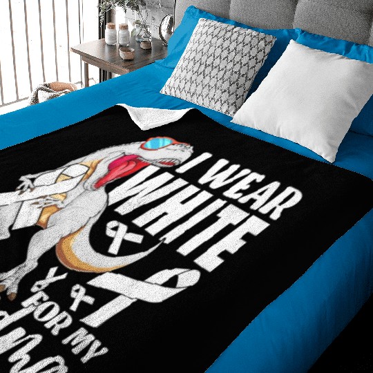 I Wear White For My Grandma Lung Cancer Awareness Baby Blankets