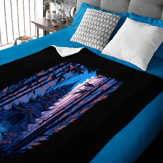 Japanese Temple in a Bamboo Forest Baby Blankets