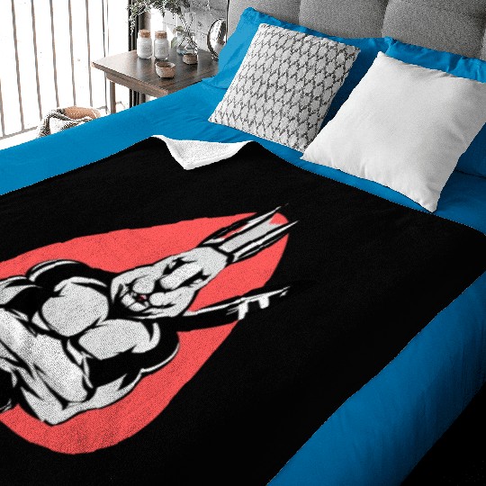 Funny gym design Rabbit. Baby Blankets