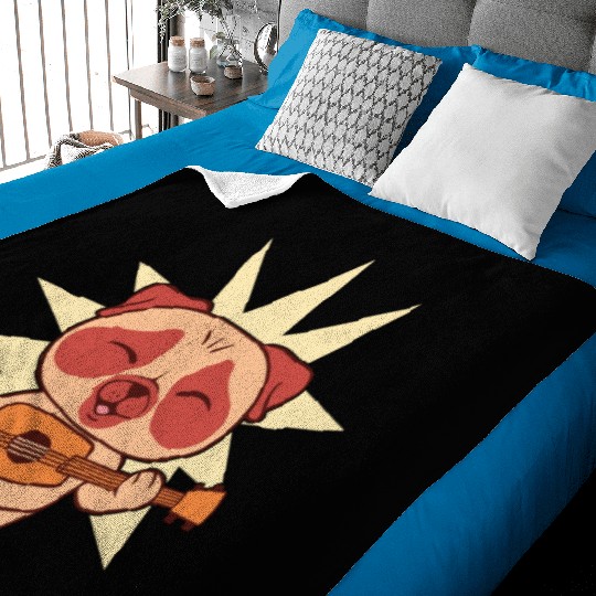 Guitar Dog I Puppy I Kids Dog Baby Blankets