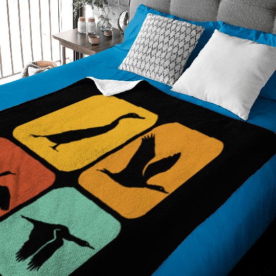 Retro Cormorant Birds I Aesthetic I Cormorant Bird Baby Blankets