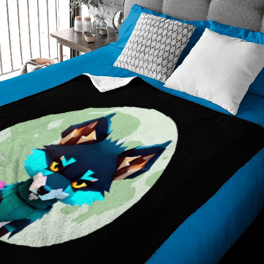 Cute Wolf Moon Graphic Baby Blankets