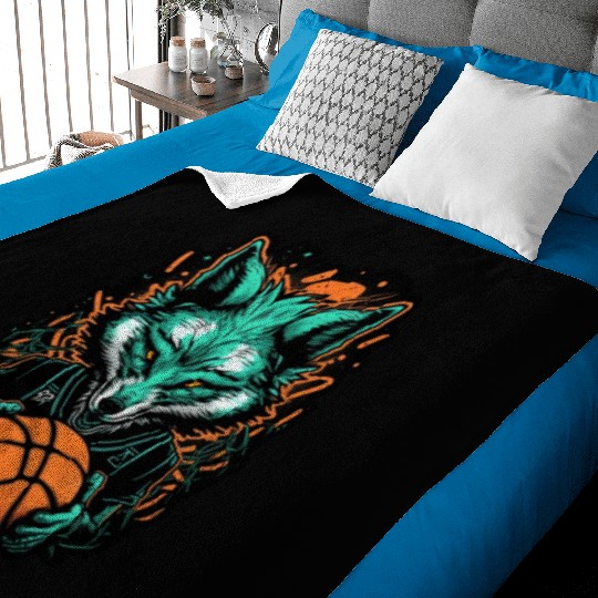 Basketball fox player neon fox sport ball sport Baby Blankets