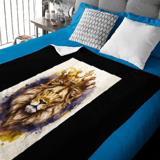 Lion watercolor king animal africa kids poster Baby Blankets