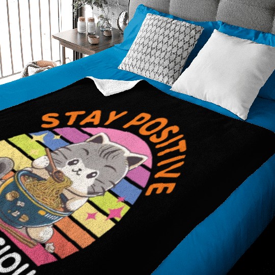 Stay positive Eat delicious Japanese Style Baby Blankets