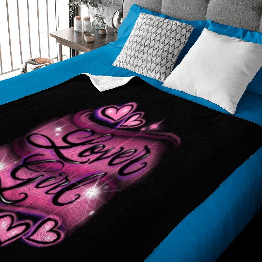 Lover Girl pink airbrush design Baby Blankets