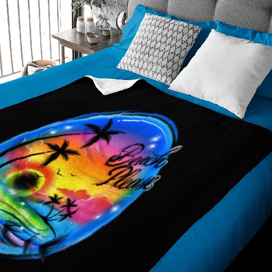 Beach Please Airbrush Colorful Baby Blankets