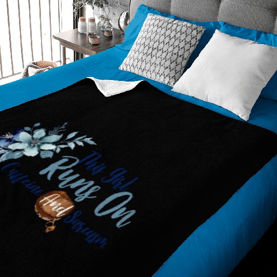 This Girl Runs On Caffeine and Sarcasm Baby Blankets