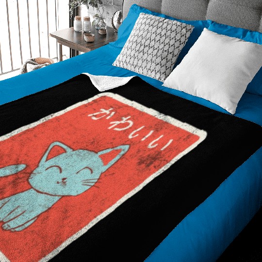 Vintage Japanese Kawaii Cat Cool Japanese Cats Baby Blankets