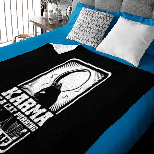 Karma is a Cat Purring in My Lap Moon Tarot Card Baby Blankets