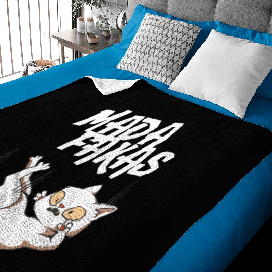 Clumsy Cat I Madafakas I White Cat Baby Blankets