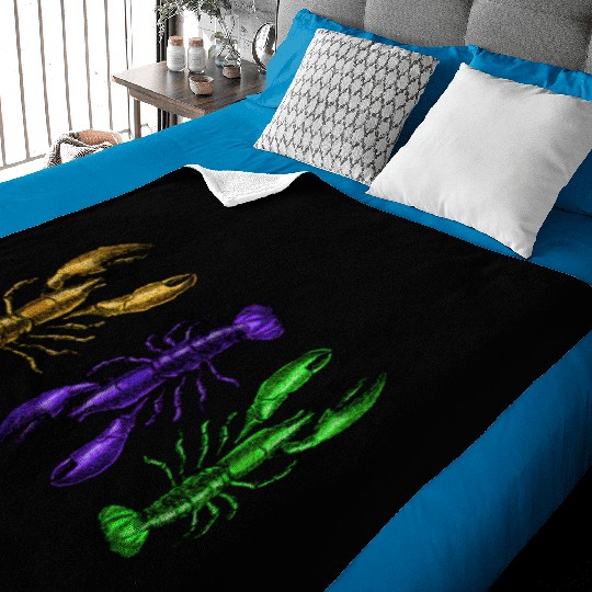 Lobster Mardi Gras Baby Blankets