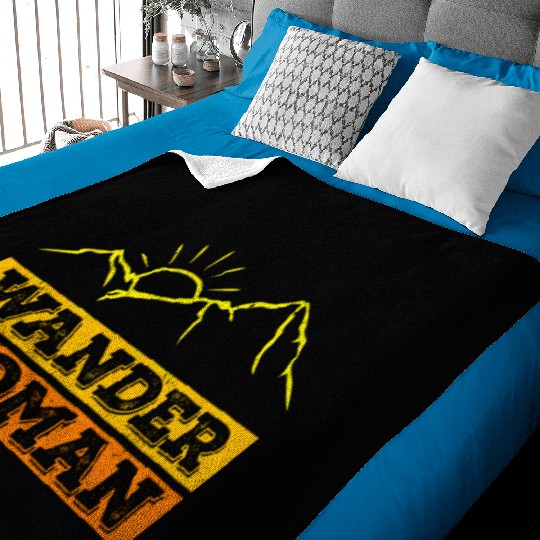 Wanderwoman Mountaineering Hiking Women Baby Blankets