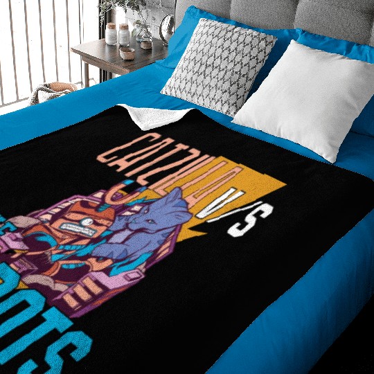 Catzilla Versus Robot Baby Blankets