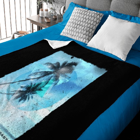 Artistic Gold Coast Australia Palm Tree Vacation Baby Blankets