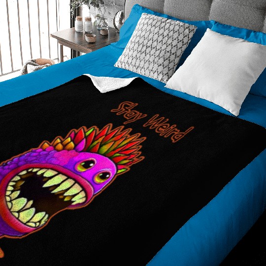 Stay Weird Monster Doodle Violet Baby Blankets