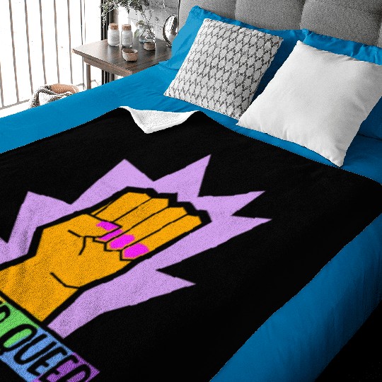 Here And Queer LGBTQ Community Rainbow Pride Month Baby Blankets