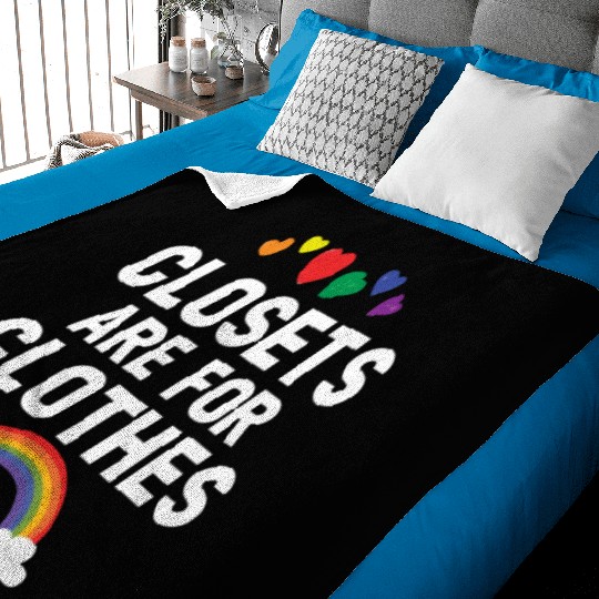Closets Are For Clothes Rainbow Pride Month LGBTQ Baby Blankets