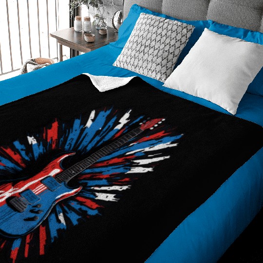 Electric guitar in Union Jack flag colors Baby Blankets