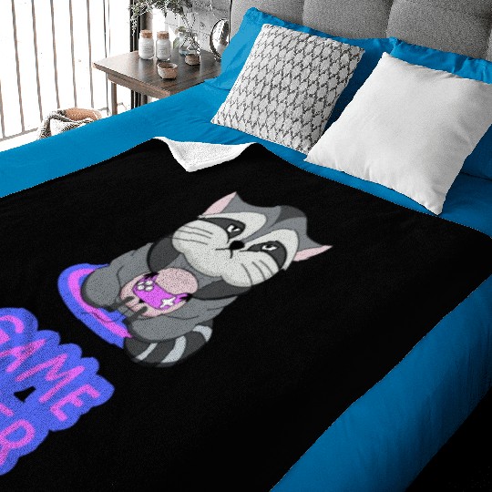 Game Over fat wicked raccoon playing on a console Baby Blankets