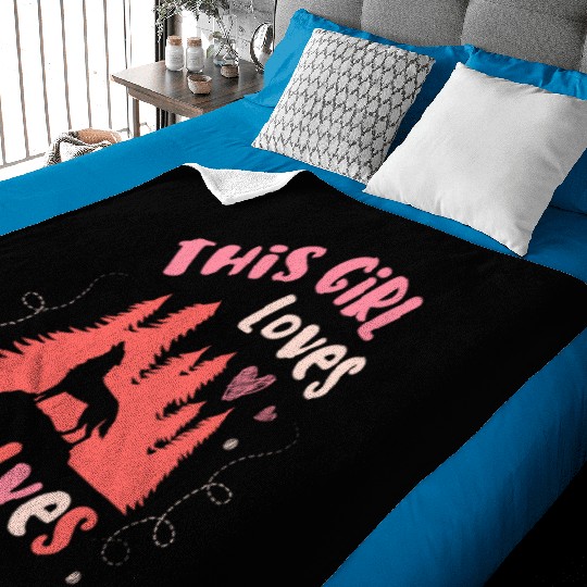 This Girl Loves Wolves Animal Werewolf Wolf Lover Baby Blankets