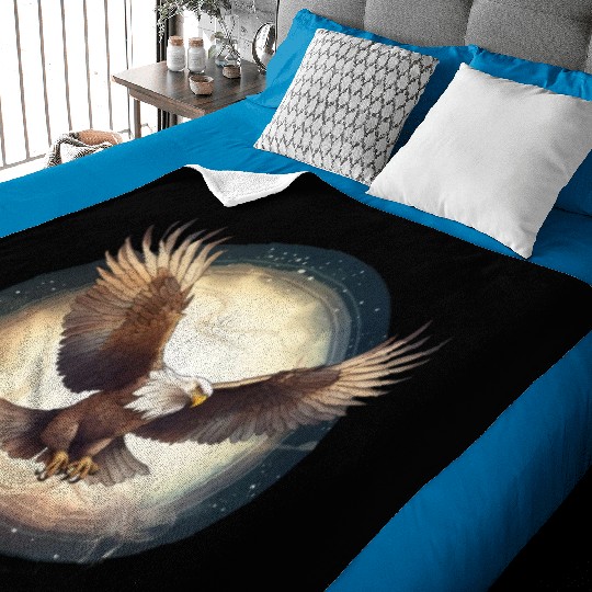 Flying Bald Eagle Baby Blankets