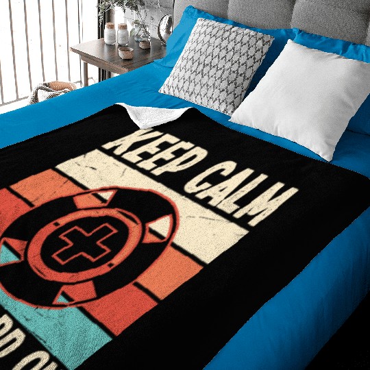 Lifeguard keep calm guard on swimming pool guard Baby Blankets