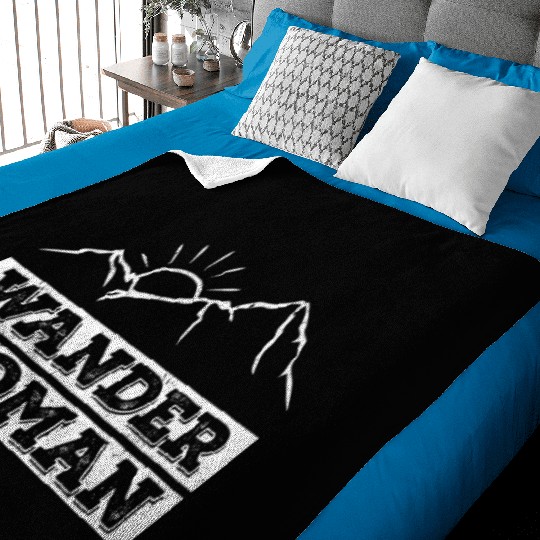 Wanderwoman Mountaineering Hiking Women Baby Blankets